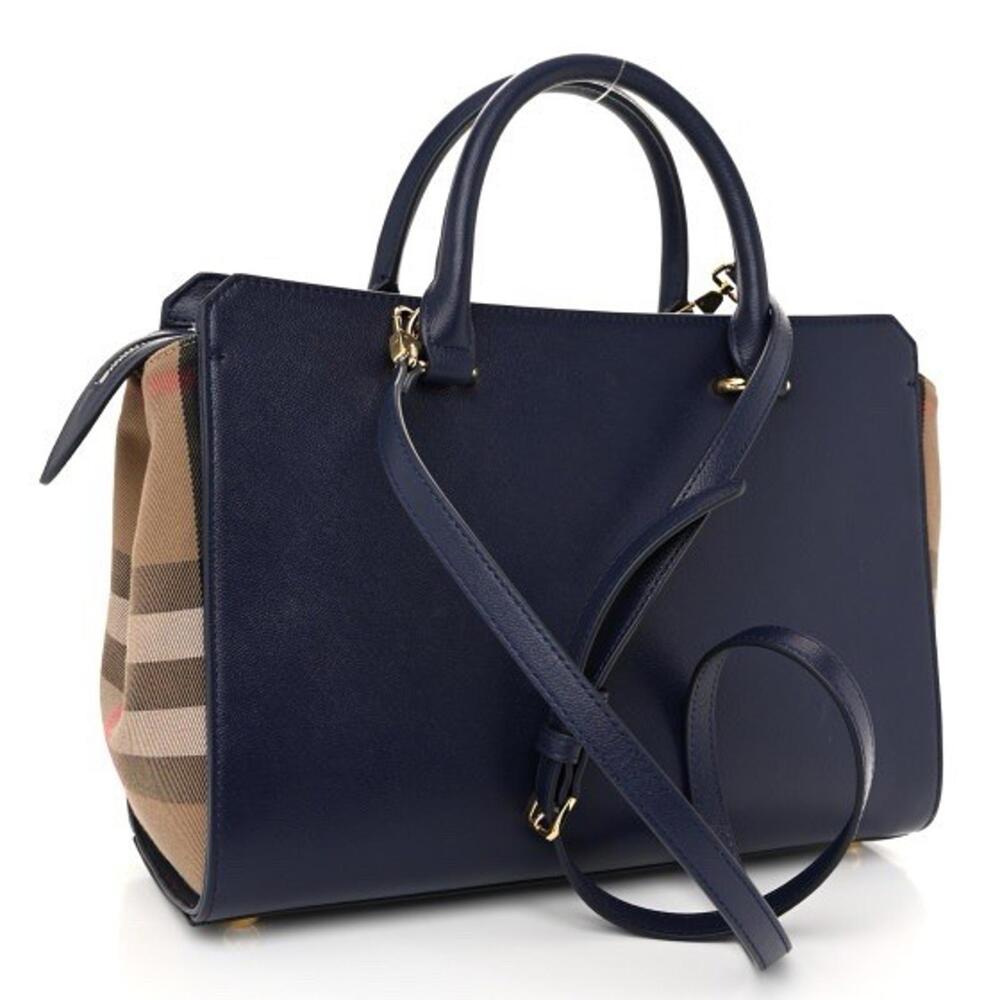 BNWT Burberry Small Banwell House Check Leather Shoulder Bag Blue! - Picture 3 of 9